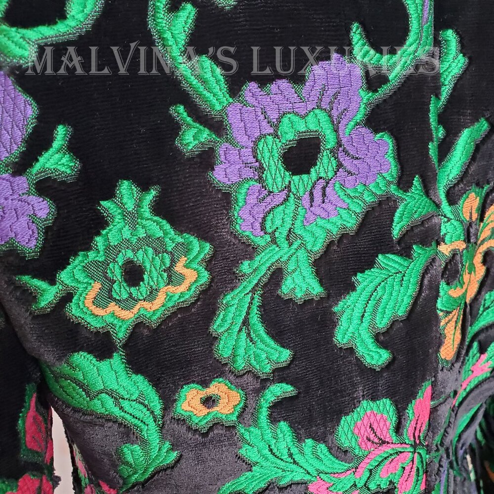 GUCCI JACKET SINGLE BREASTED VELVET JAQUARD FLORAL BLAZER sz IT 40 US 4 - Picture 6 of 14
